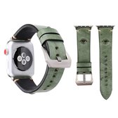 Voor Apple Watch Series 3 & 2 & 1 38mm Simple Fashion koeienhuid Big Eyes patroon horlogebandje (groen)