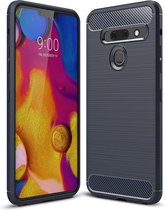 Brushed Texture Carbon Fiber TPU Case voor LG G8 ThinQ (Navy Blue)