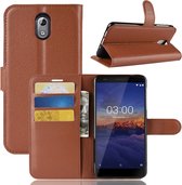 Let op type!! Litchi textuur horizontale Flip lederen hoes for Nokia 3.1  met portemonnee & houder & kaartgroeven (zwart)