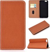Voor iphone 6 plus effen kleur mat magnetische horizontale flip lederen tas met kaartsleuven en houder (bruin)