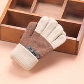 Kinderen warme gebreide handschoenen kinderen winter dikke vingerhandschoenen (beige)