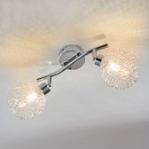 Lindby - LED plafondlamp - 2 lichts - metaal, glas - H: 10 cm - G9 - zilver, chroom - A+ - Inclusief lichtbronnen