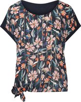 Cassis - Female - T-shirt in viscose met bloemenprint  - Marineblauw