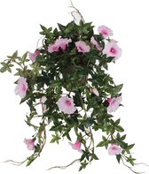 Mica Decorations Petunia Kunst Hangplant in Bloempot Stan - L25 x B45 x H50 cm - Roze