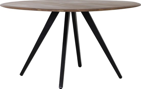 Light & Living Mimoso - Ronde Eettafel - Ø140 x 78 cm - Hout / Zwart