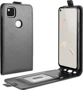 Voor Google Pixel 4a R64 textuur enkele verticale flip lederen beschermhoes met kaartsleuven en fotolijst (zwart)