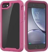 Voor iPhone SE 2020 & 8 & 7 Transparant Serie Frame TPU + PC Stofdicht Krasbestendig Valbestendig Beschermhoes (Donkerrood)