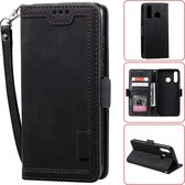 Voor Huawei Y6 (2019) Retro Splicing Horizontaal Flip Leren Case met Kaartsleuven & Houder & Portemonnee (Zwart)