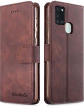 Voor Samsung Galaxy A21s Diaobaolee Pure Fresh Grain Horizontale Flip Leather Case met houder & kaartsleuven (bruin)