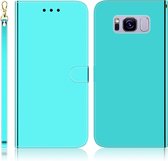 Voor Galaxy S8 geÃ¯miteerd spiegelend oppervlak horizontaal flip lederen tas met houder & kaartsleuven & portemonnee & lanyard (mintgroen)