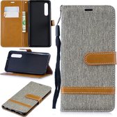 Kleurafstemming Denim Texture Leather Case voor Huawei P30, met houder & kaartsleuven & portemonnee & lanyard (grijs)