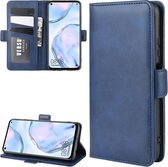 Voor Huawei Nova 6 SE Dual-side magnetische gesp horizontale flip lederen tas met houder & kaartsleuven & portemonnee (donkerblauw)