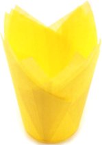 50 stks / set tulp vorm olie hittebestendige cake paper cup (geel)