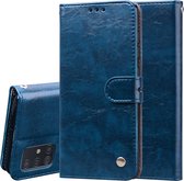 Voor Galaxy A51 Business Style Oil Wax Texture Horizontal Flip Leather Case, met houder & kaartsleuven & portemonnee (blauw)