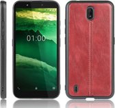 Voor Nokia C1 schokbestendig naaien koe patroon Skin PC + PU + TPU Case (rood)