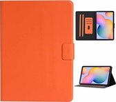 Voor Samsung Galaxy Tab S6 Lite (P610 / 615) Effen kleur Horizontaal Flip Leren Hoesje met Kaartsleuven & Houder & Slaap- / Wekfunctie (Oranje)