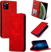 Retro skin feel zakelijke magnetische horizontale flip lederen case voor iPhone 11 Pro Max (rood)