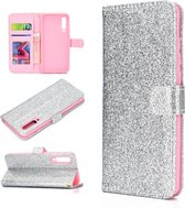 Voor Samsung Galaxy A70 Glitterpoeder Horizontaal Flip Leren Case met Kaartsleuven & Houder & Fotolijst & Portemonnee (Zilver)