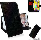 Voor Galaxy M31 effen kleur kleurrijke magnetische gesp horizontale flip pu lederen case met houder & kaartsleuven & portemonnee & lanyard (zwart)