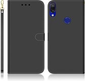 Voor Xiaomi Redmi 7 / Y3 geÃ¯miteerd spiegelend oppervlak Horizontale flip lederen tas met houder & kaartsleuven & portemonnee en lanyard (zwart)
