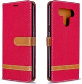 Voor LG K51 Kleuraanpassing Denim Textuur Horizontale Flip Leren Case met Houder & Kaartsleuven & Portemonnee & Lanyard (Rood)