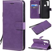 Voor Motorola Moto G8 Power Effen Kleur Horizontale Flip Beschermende Leren Case met Houder & Kaartsleuven & Portemonnee & Fotolijst & Lanyard (Paars)