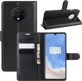 Voor Oneplus 7T Litchi Texture Horizontale Flip Leren Case met Portemonnee & Houder & Kaartsleuven (Zwart)