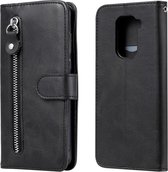 Voor Geschikt voor Xiaomi Redmi Note 9 / 10X 5G Mode Kalfs Textuur Rits Horizontale Flip Leren Case met Standaard & Kaartsleuven & Portemonnee Functie (Zwart)