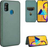 Voor Samsung Galaxy M30s / M21 Carbon Fiber Texture Magnetische Horizontale Flip TPU + PC + PU Leather Case met Touw & Card Slot (Groen)