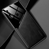 Voor OPPO A8 All-inclusive lederen + organische glazen beschermhoes met metalen ijzeren plaat (zwart)