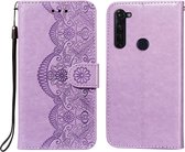 Voor Motorola Moto G Stylus Flower Vine Embossing Pattern Horizontale Flip Leather Case met Card Slot & Holder & Wallet & Lanyard (Purple)