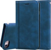Voor iPhone SE 2020 & 8 & 7 Frosted Business Magnetische Horizontale Flip PU lederen tas met houder & kaartsleuf & lanyard (blauw)