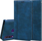 Voor Huawei Y6p (2020) Frosted Business Magnetische Horizontale Flip PU lederen tas met houder & kaartsleuf & lanyard (blauw)