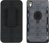 Voor Sony Xperia XA1 Ultra 3 in 1 Cube PC + TPU beschermhoes met 360 graden draaien zwarte ringhouder (grijs)