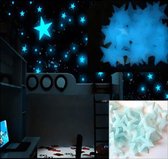 100 st kinderen slaapkamer gloed muurstickers sterren (blauw)