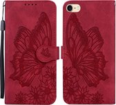 Retro Skin Feel Butterflies Embossing Horizontale Flip Leather Case met houder & kaartsleuven & portemonnee voor iPhone SE 2020/8/7 (rood)