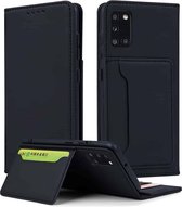 Voor Samsung Galaxy A31 Sterk magnetisme Vloeibaar gevoel Horizontale flip lederen tas met houder & kaartsleuven en portemonnee (zwart)