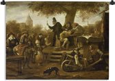 Tapisserie Jan Steen - Le Charlatan (The Stone Cutting) - Peinture de Jan Steen Tapisserie coton 120x90 cm - Tapisserie avec photo