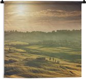 Wandkleed Toscaanse landschappen - De zon schijnt op het Toscaanse landschap Wandkleed katoen 120x120 cm - Wandtapijt met foto