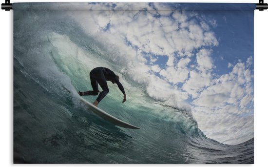 Wandkleed Surfen - Surfer op golfen Wandkleed katoen 120x80 cm - Wandtapijt met foto
