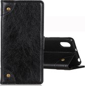 Voor LG K20 2019 koperen gesp nappa textuur horizontale flip lederen tas met houder & kaartsleuven & portemonnee (zwart)