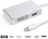 4 in 1 USB 3.1 USB C Type C naar HDMI VGA DVI USB 3.0 Adapterkabel voor laptop Apple Macbook Google Chromebook Pixel