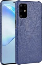 Voor Galaxy S20 + / S20Plus Shockproof Crocodile Texture PC + PU Case (blauw)