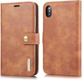 DG.MING Crazy Horse Texture Flip afneembare magnetische lederen tas voor iPhone XS Max, met houder & kaartsleuven & portemonnee (bruin)