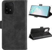 Voor Galaxy M80s / A91 / S10 Lite dubbele gesp Crazy Horse Business mobiele telefoon Holster met Card Wallet Bracket-functie (zwart)