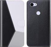 Voor Google Pixel 3a Tricolor stiksels Horizontale flip TPU + PU lederen tas met houder & kaartsleuven & portemonnee (zwart)