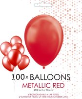 100 Metallic rode ballonnen 12 inch - 30 cm.