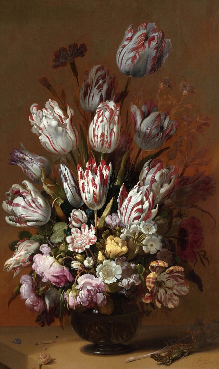 Schilderij - stilleven bloemen - Collectie dutch masters - Dibond wit - 70x118cm