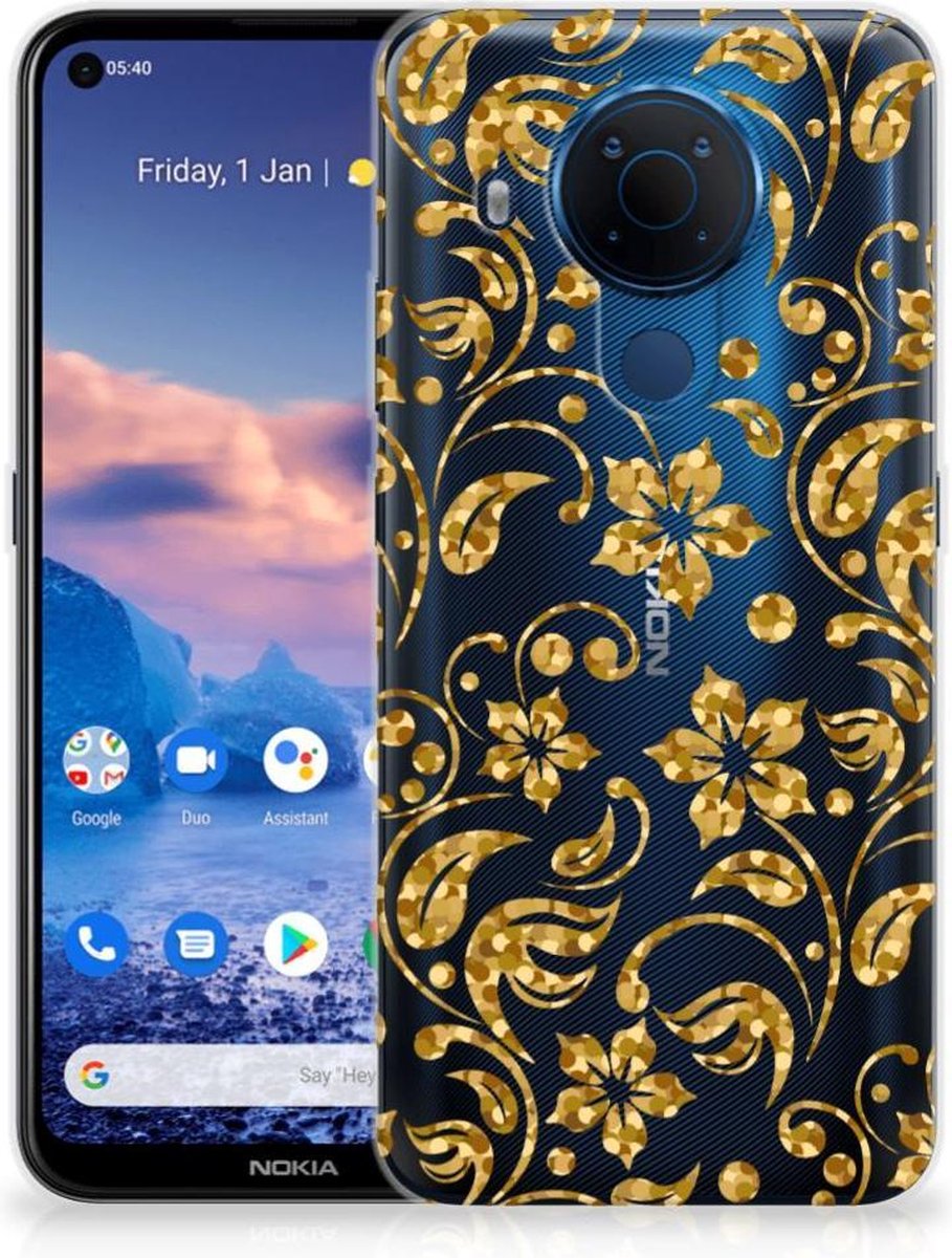 TPU Hoesje voor Nokia 5.4 TPU Case Gouden Bloemen
