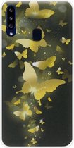 ADEL Siliconen Back Cover Softcase Hoesje Geschikt voor Samsung Galaxy A20s - Vlinder Goud